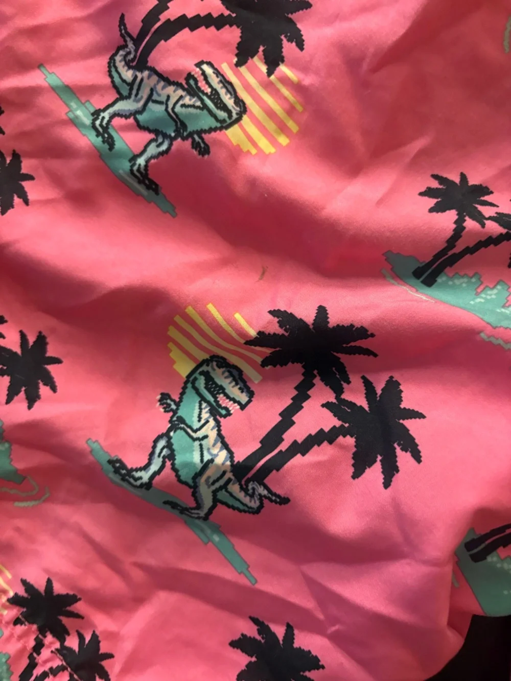 Men's Valor Pink Tropical Dino Swim Trunks 🌵M